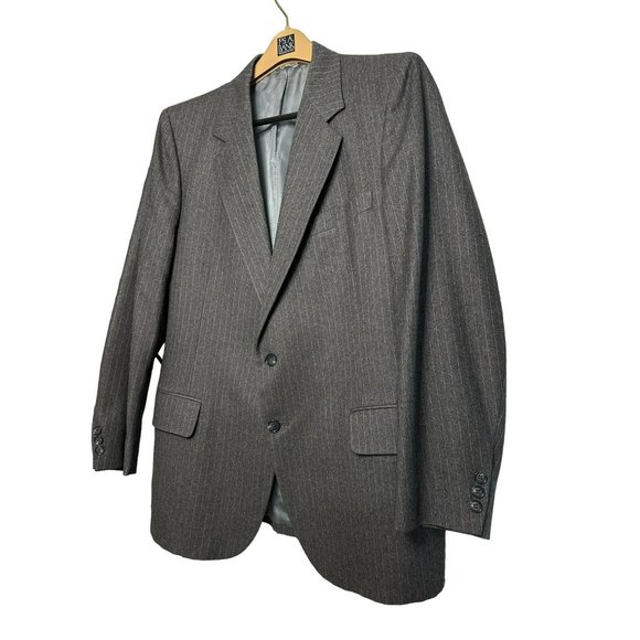 VTG The Hub Men's Blazer 2 Button Gray 100% Wool Sport Coat SZ Unknown - Picture 4 of 9